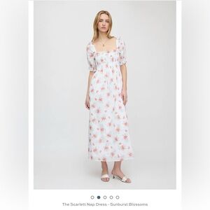 Hill house Scarlett Sunburst Blossom Puff-Sleeve Maxi Dress